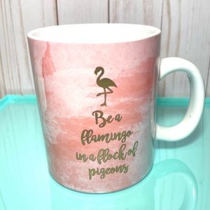Be a Flamingo in a Flock of Pigeons Pink Mug White & Gold Coffee Tea Mug Cup